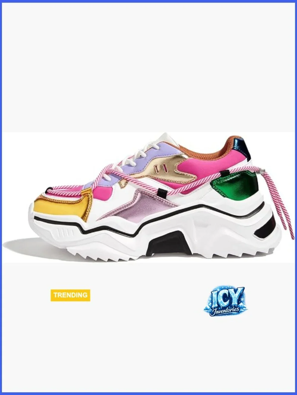 Platform Colorblock Chunky Dad Walking Shoes with Lightweight TPR Sole - Picture 1 of 7